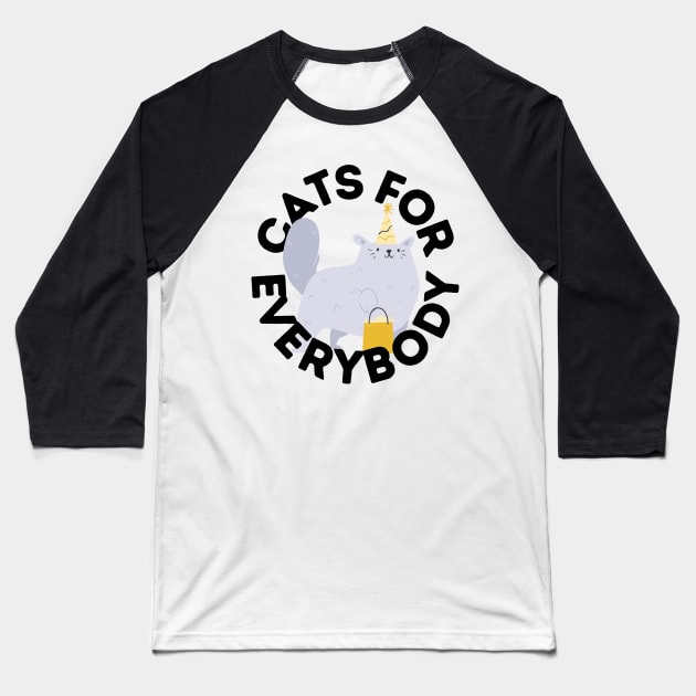 Cats For Everybody Festive Cat Bearing Gifts Funny Christmas Gift for Cat Owners and Feline Lovers Baseball T-Shirt by nathalieaynie